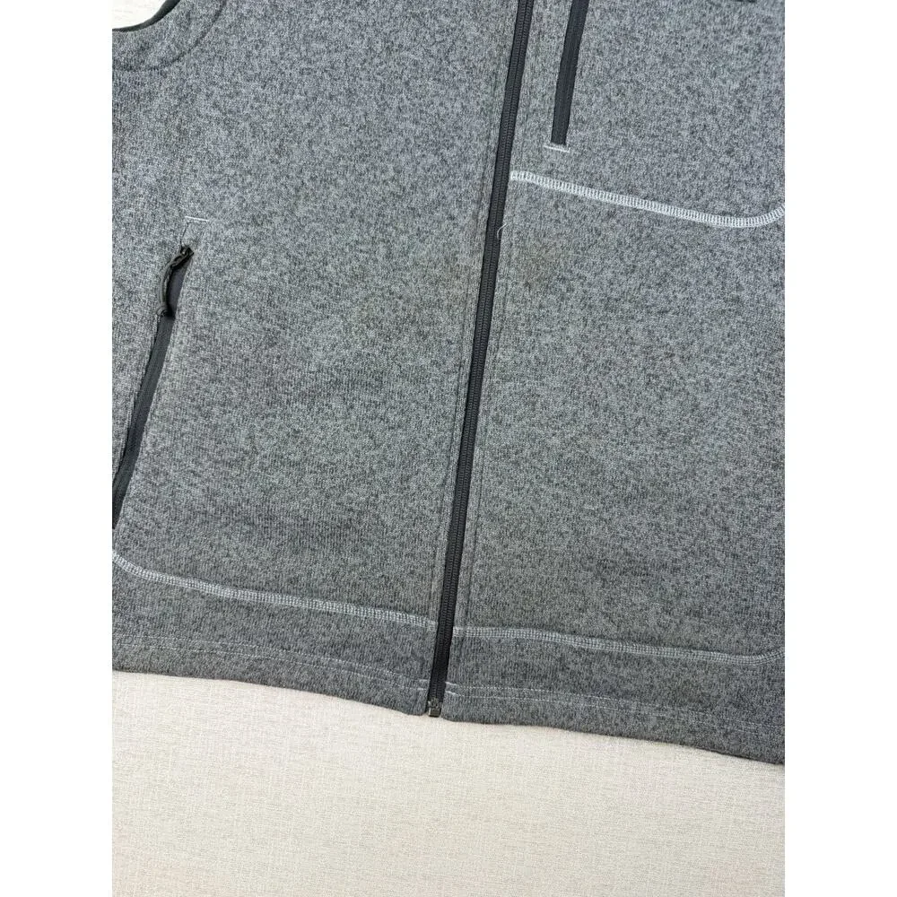 The North Face Sweater Fleece Vest Mens Large Gray Full Zip Sherpa Lined